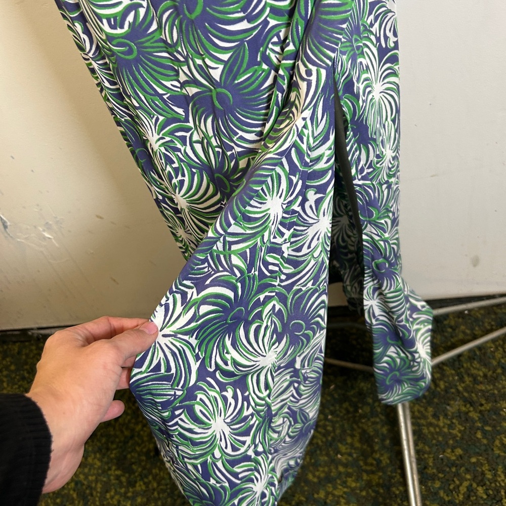 Vintage 1970s Halter Maxi Dress Blue Green White Size XS - Picture 10 of 12